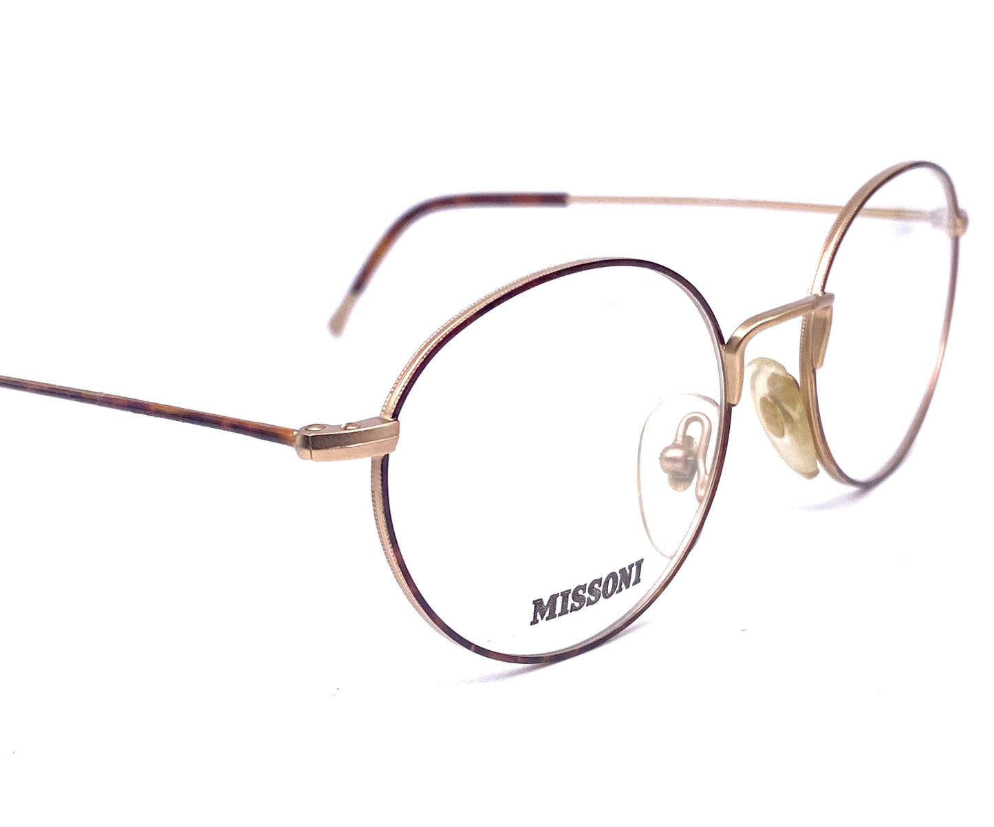 Missoni M370 minimal ultra light oval Matt gold eyeglasses w tortoise rims/temples, NOS 80s Italy