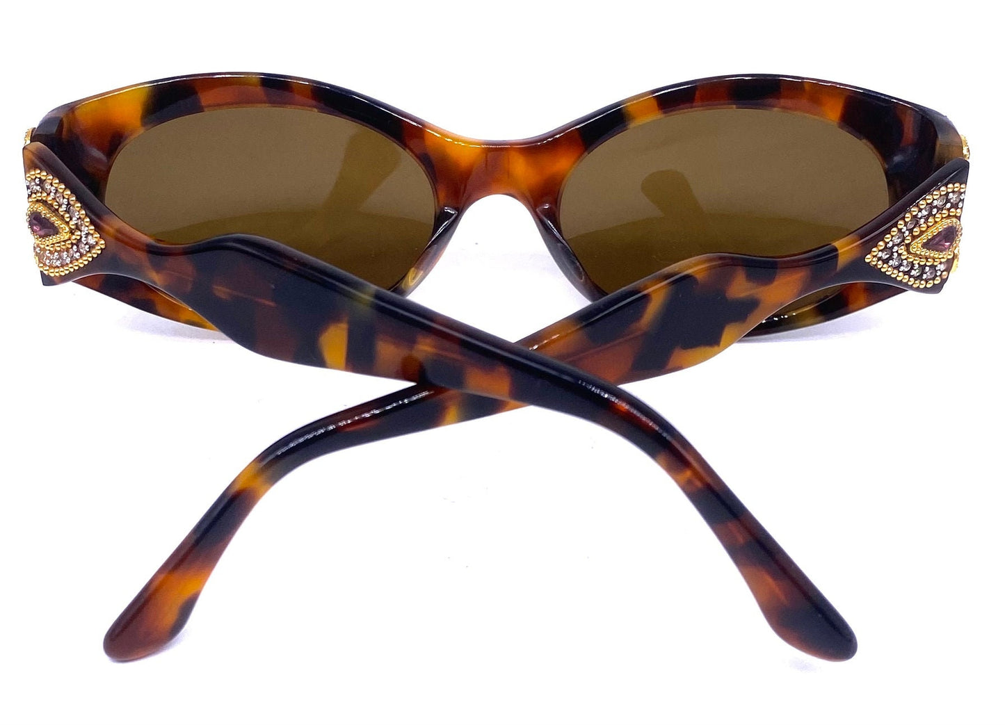 Florence Design precious jewelled tortoise oval sunglasses handmade in Italy, 90s NoS