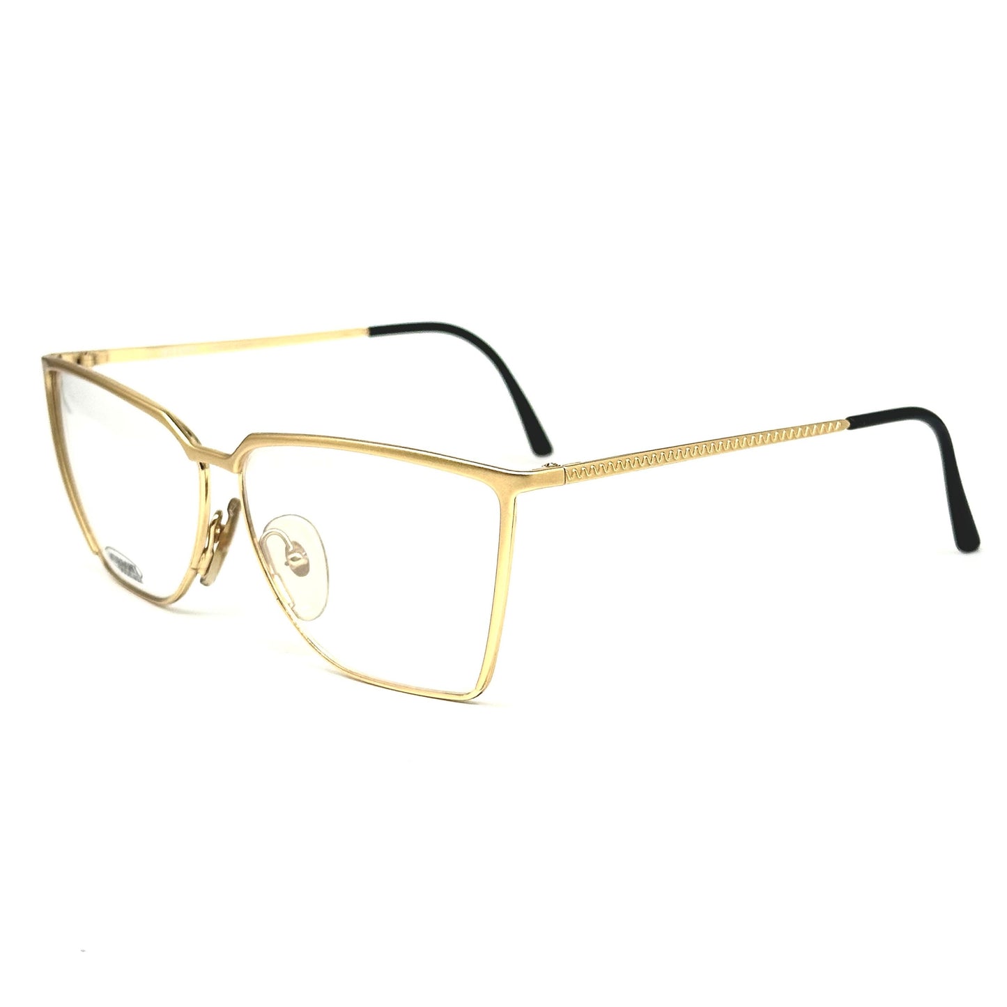 Missoni M317 gold square eyeglasses frames w modernist design, made in Italy in the 80s, brand new