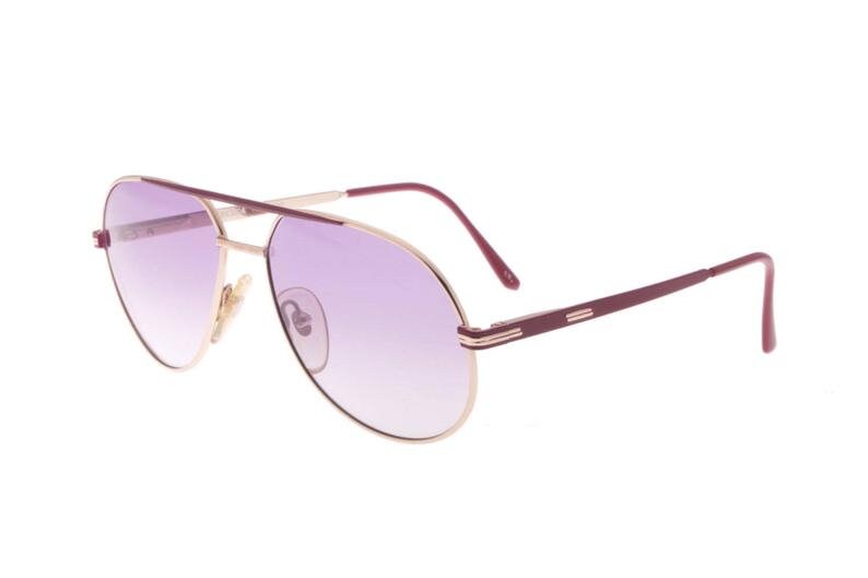 Decada luxury gold - burgundy enamel aviator sunglasses made in Italy, 80s NOS