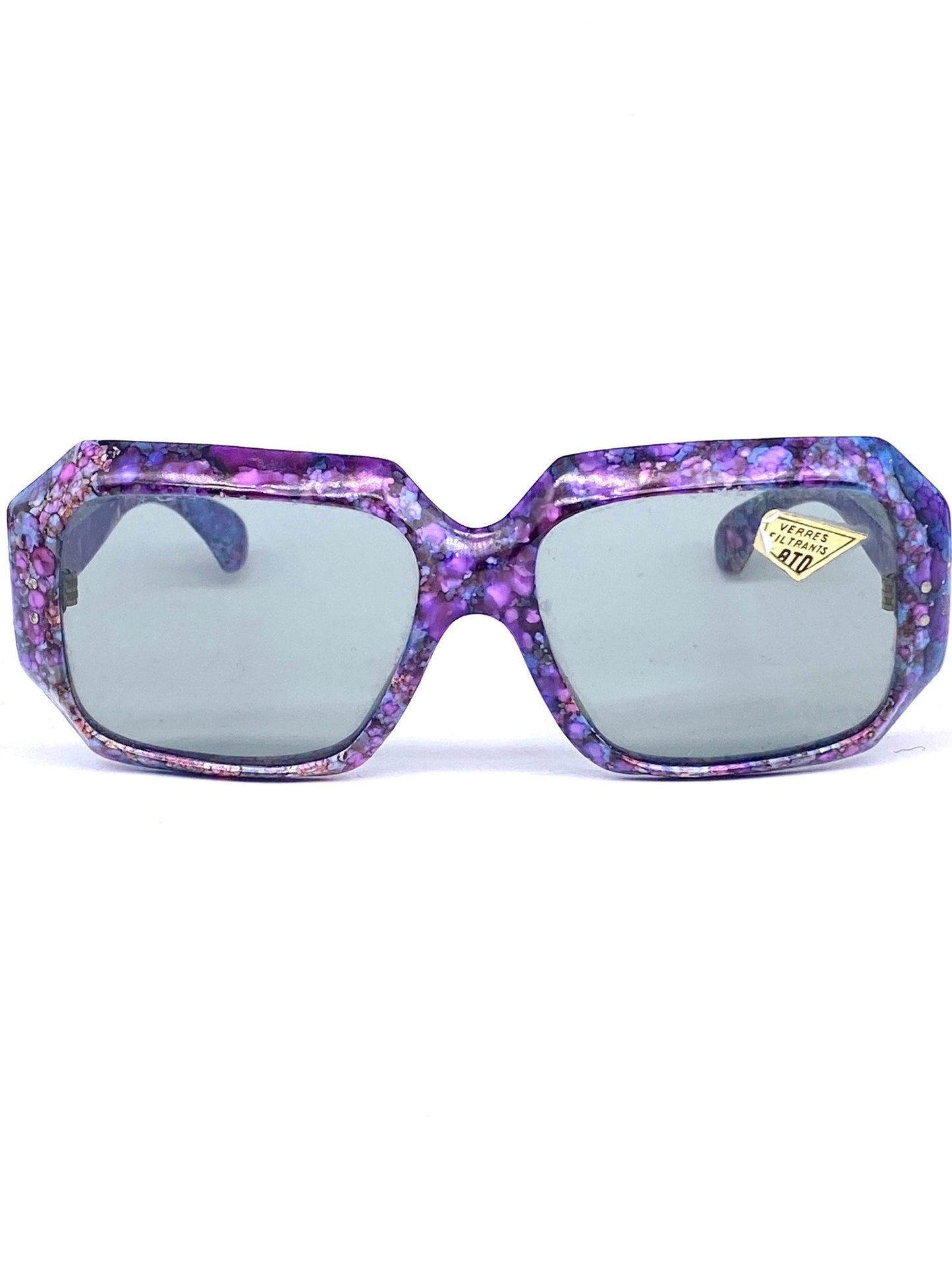 Ato France collectible squared oversized sunglasses w psychedelic texture, NOS