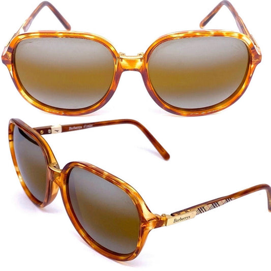 Burberrys square oversized mirrored sunglasses w/tartan temples, NOS 90s