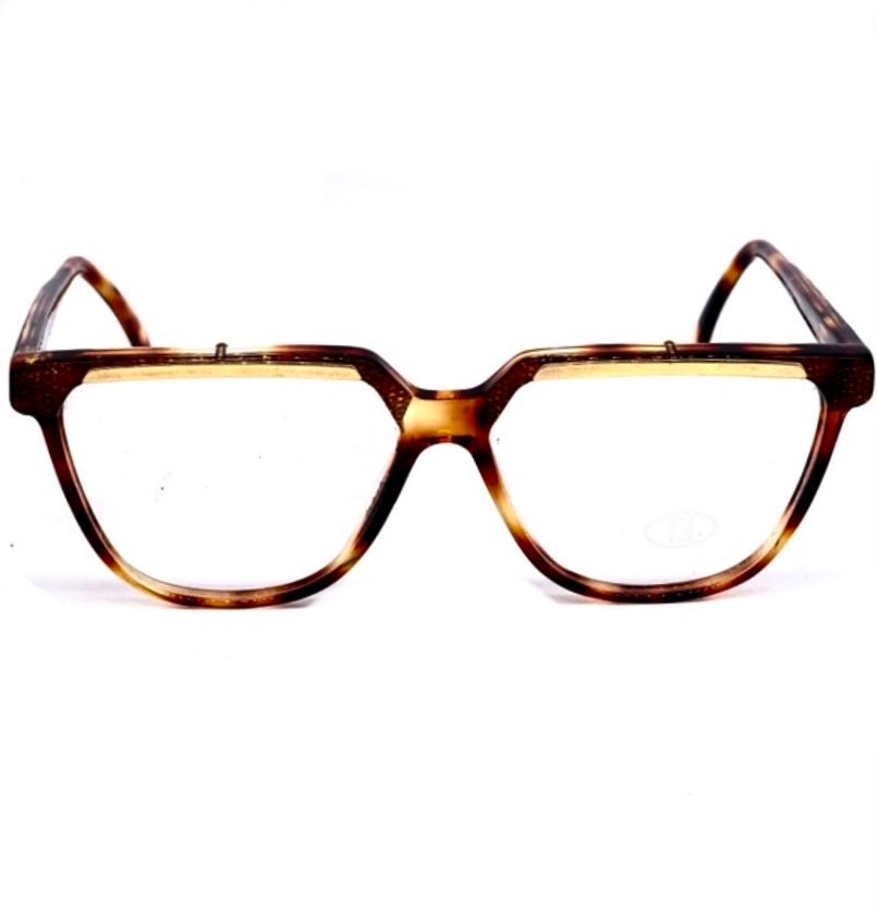 Fendi by Lozza FV86 square tortoise eyeglasses with golden brown details, NOs 80s