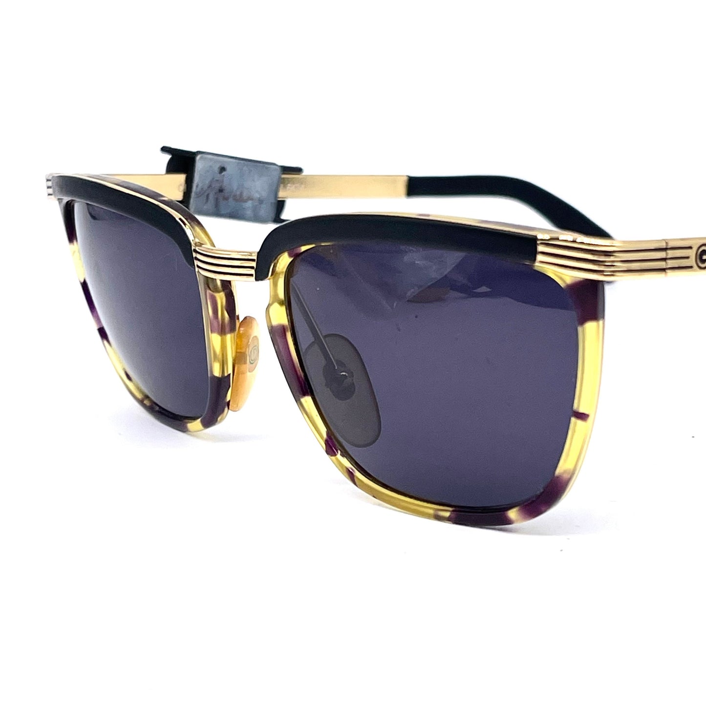 Galileo classy square tortoise- gold sunglassss hand made in Italy, 80s NoS