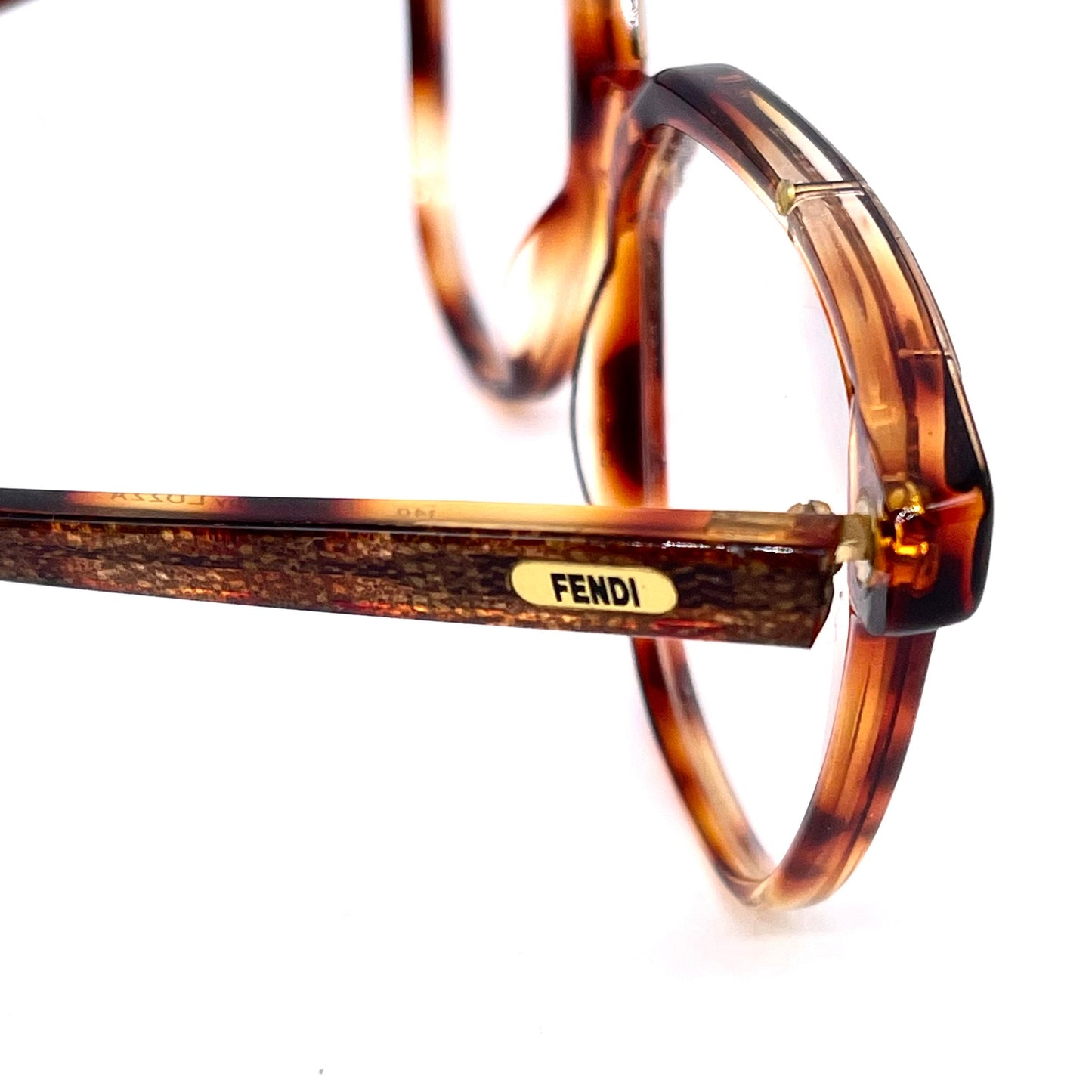 Fendi by Lozza FV86 square tortoise eyeglasses with golden brown details, NOs 80s