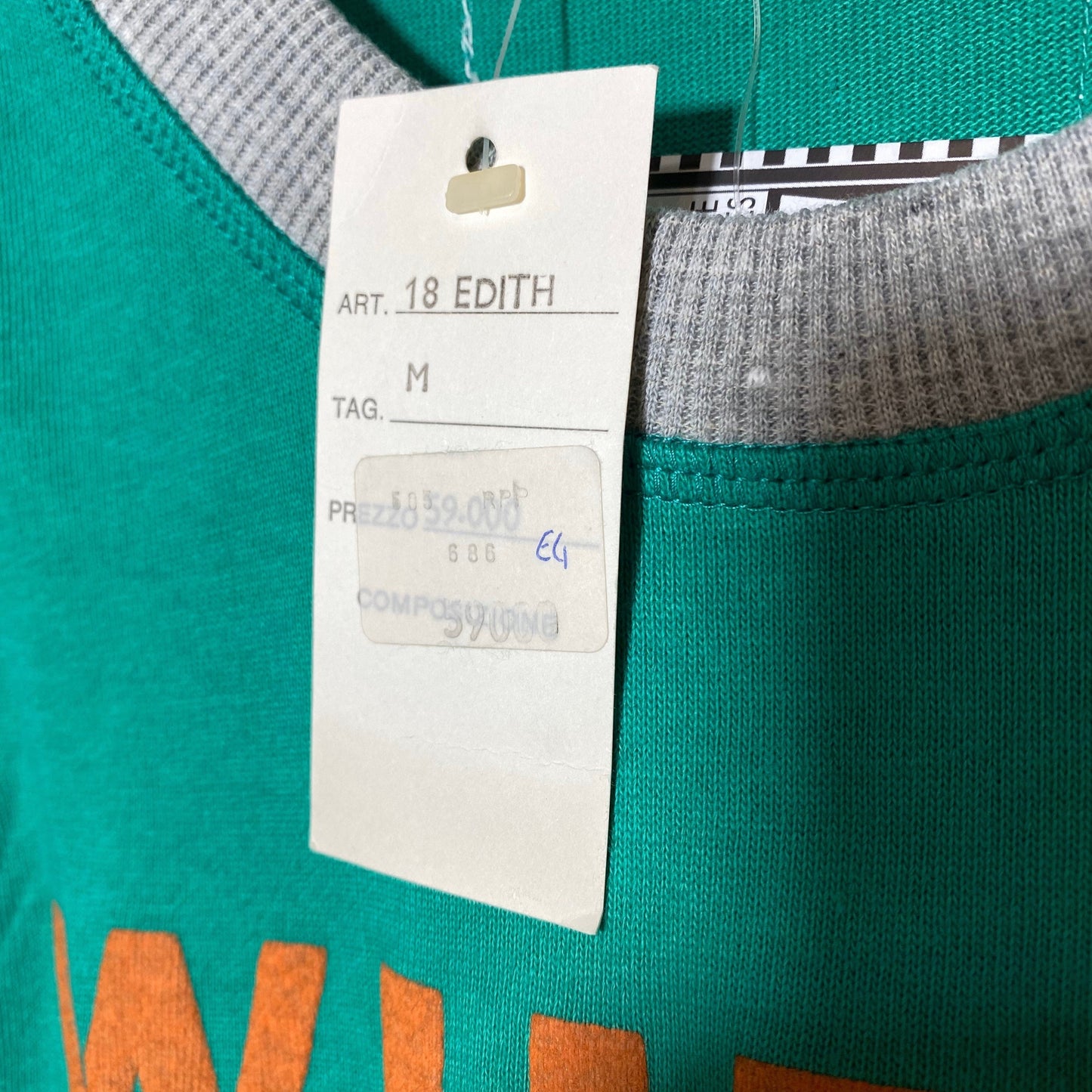 American System 1980s NOS fine cotton jersey tank top with hood and cool sailor inspired print, made in Italy