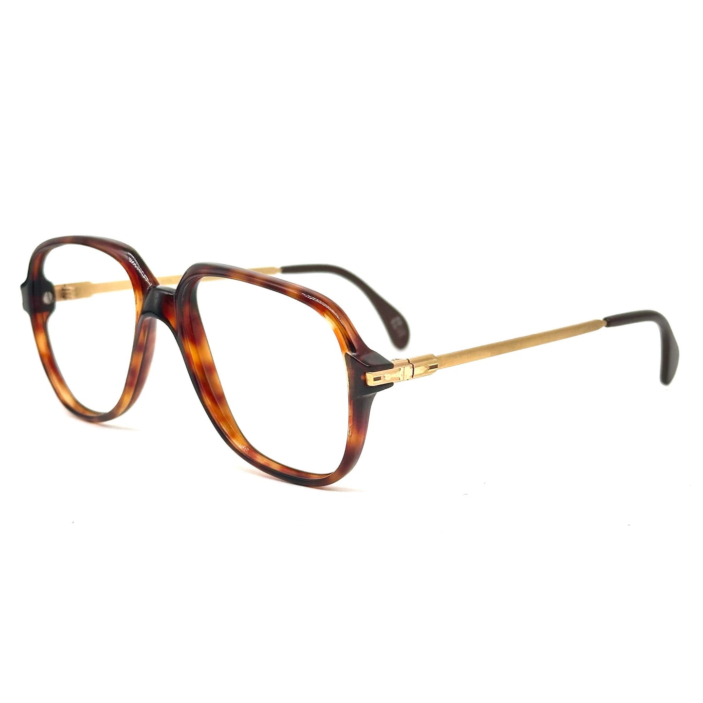 Persol Ratti 09185 tortoise drop shaped frames w adorned golden metal temples, 1980s NOs Italy