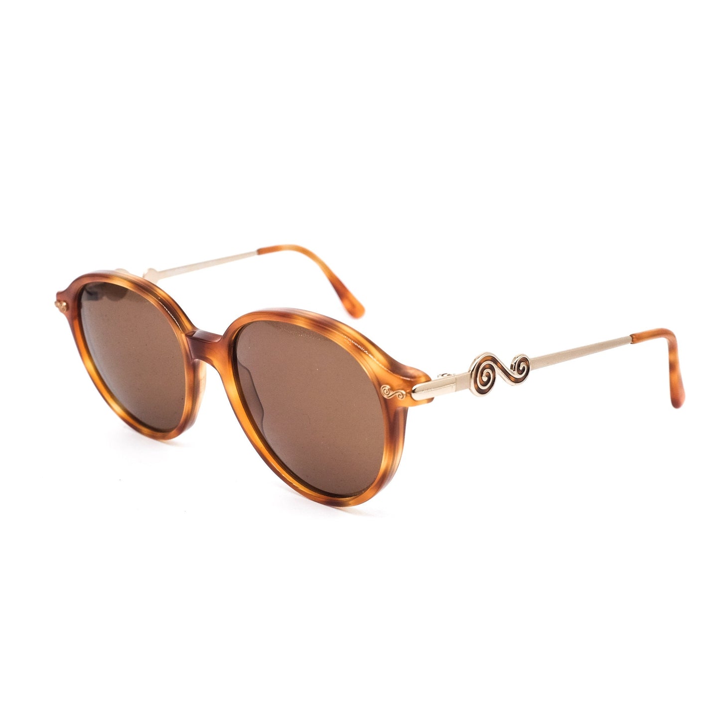 Byblos by110 vintage round pantos brown tortoise cello sunglasses, NOS 90s Italy