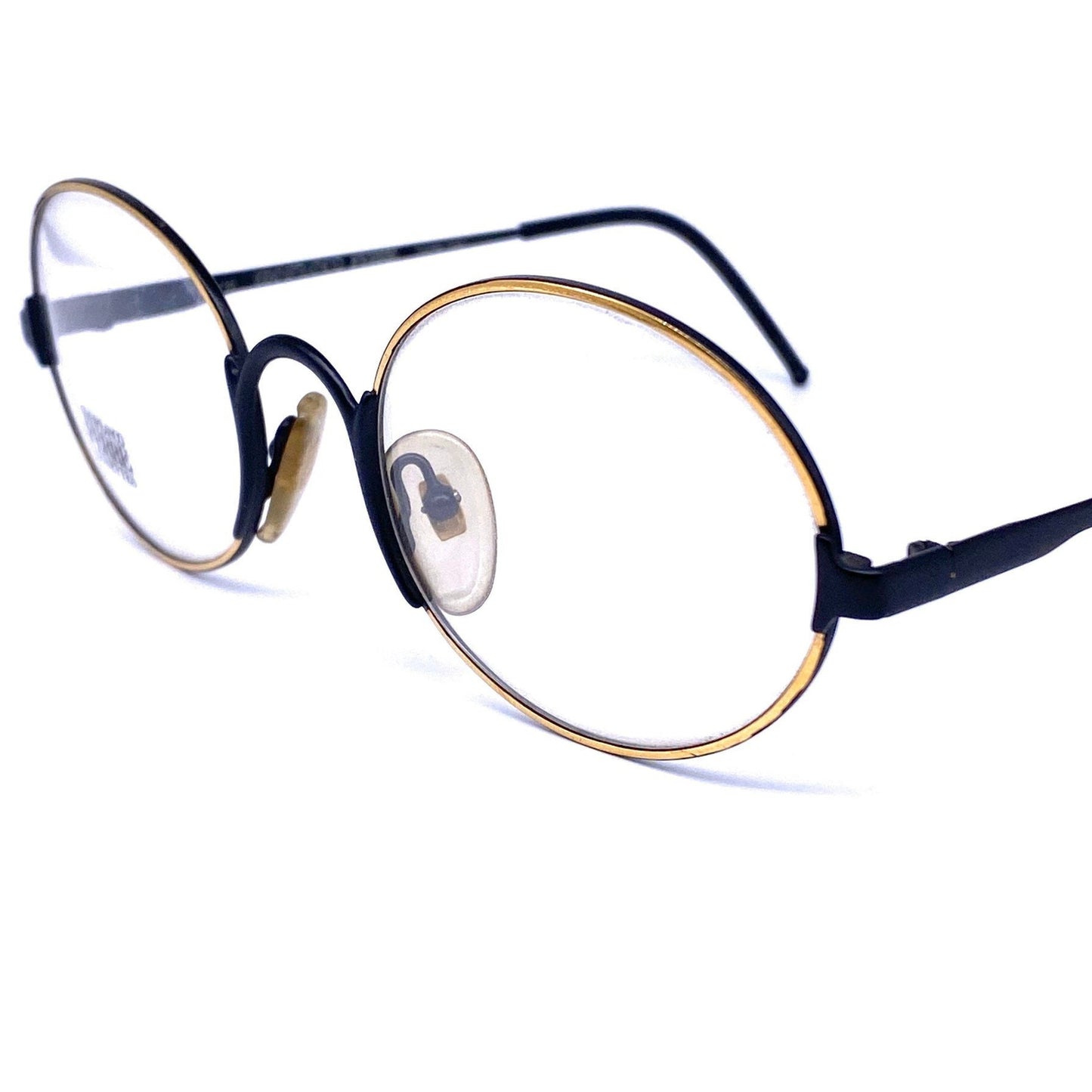 Gianfranco Ferré GFF50 oval black/gold metal eyeglasses frames, 80s NOS