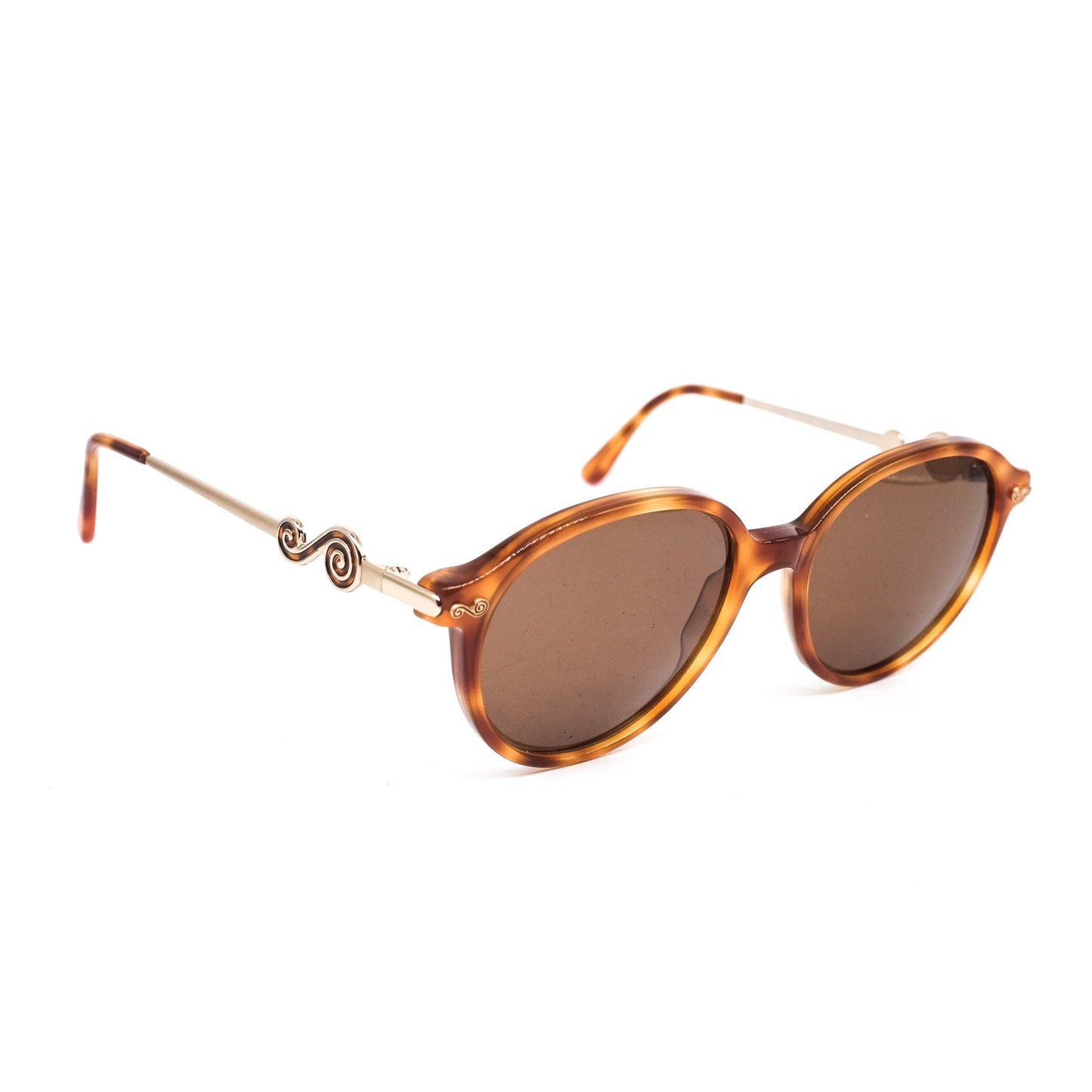 Byblos by110 vintage round pantos brown tortoise cello sunglasses, NOS 90s Italy