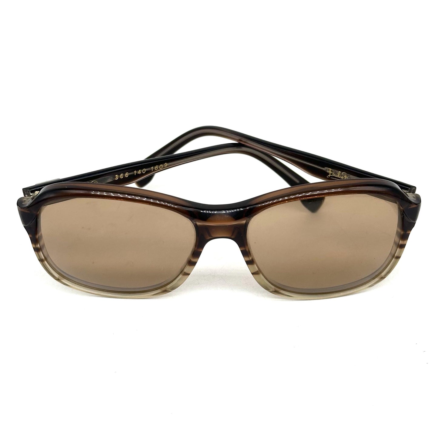 Emilio Pucci 366 140 brown striped shade clear frame sunglasses 80s NoS Made in France