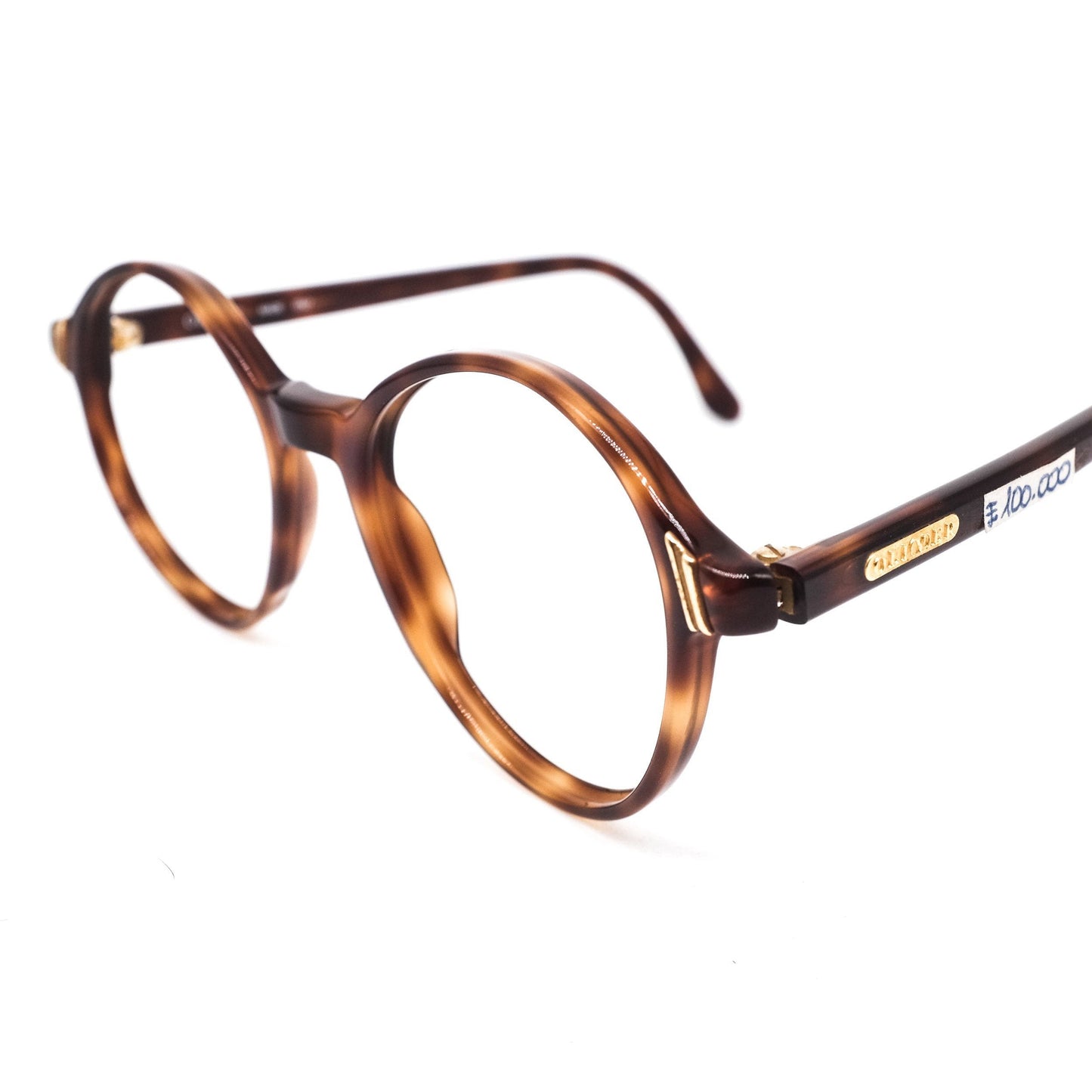 Oliver by Valentino round tortoise eyeglasses frames w golden details & branding, NOS 80s Italy