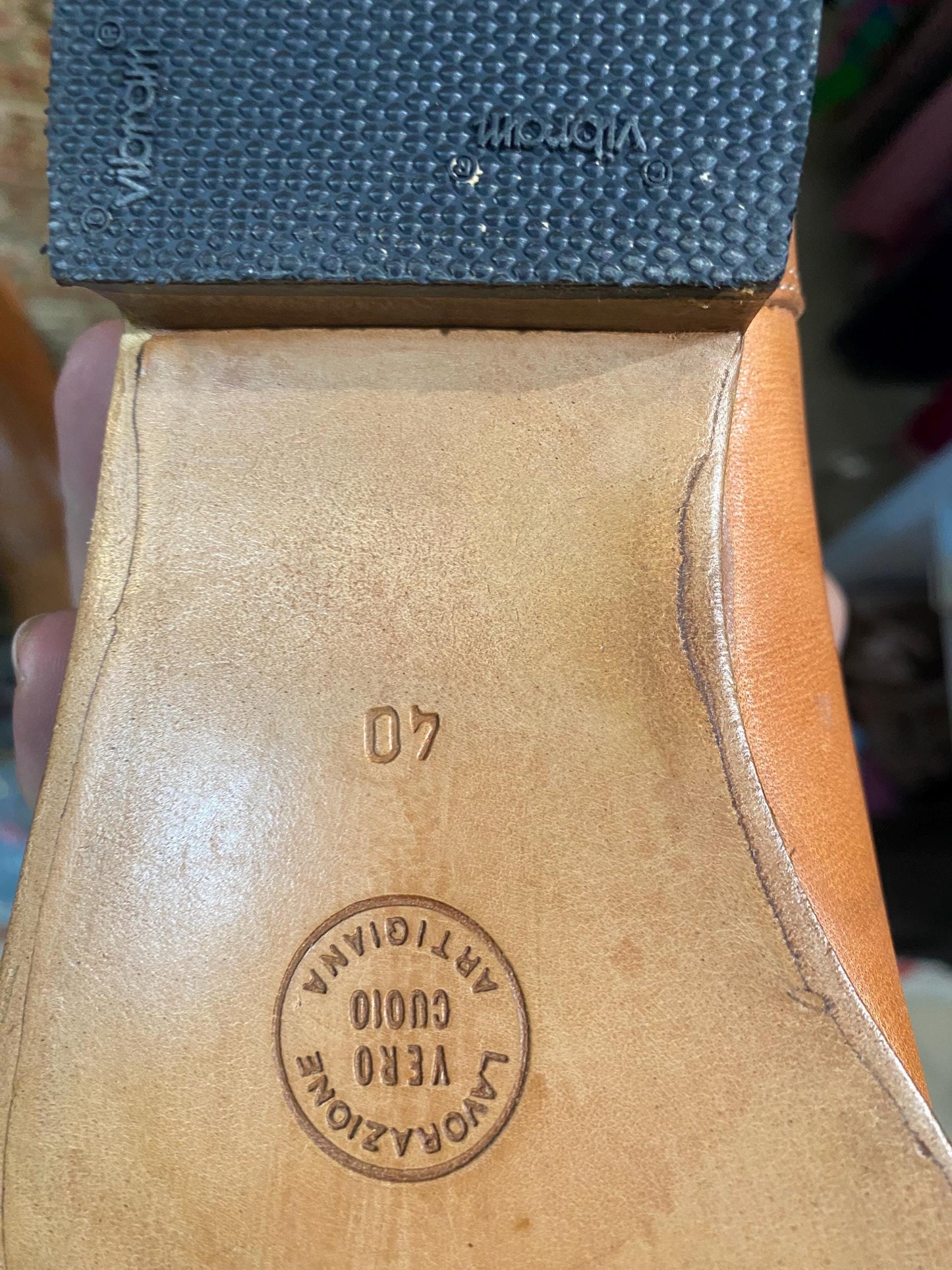 NOS 80s artisanal high tan leather boots with interesting closure, for horse riding and everyday, mint sz 40