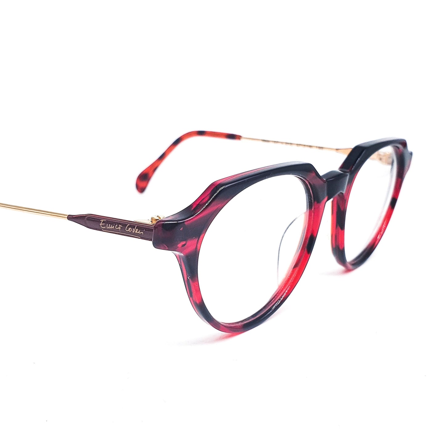 Enrico Coveri G13 Black/Red zebra cello pantos eyeglasses frames, 1990s NOS Italy