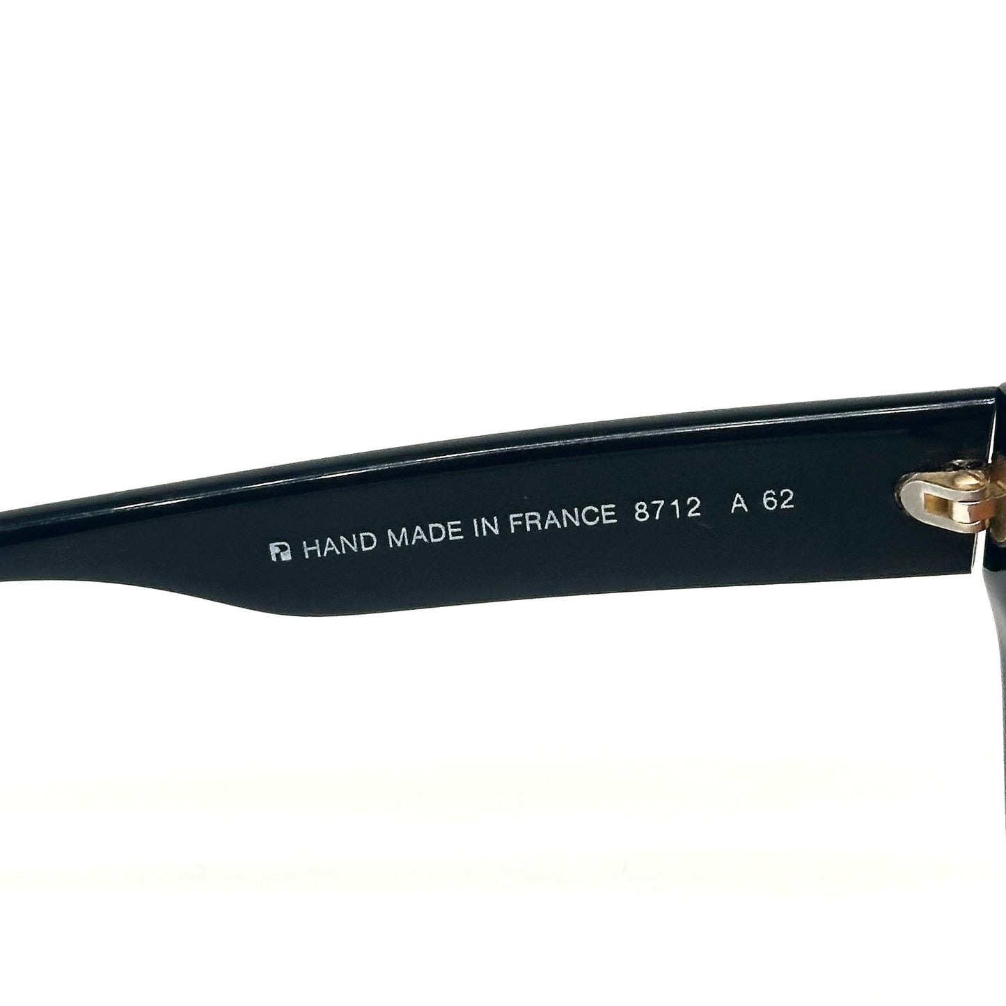 Courreges 8712 black oversized sunglasses w gold logo and Swarovski adornement, hand made in France