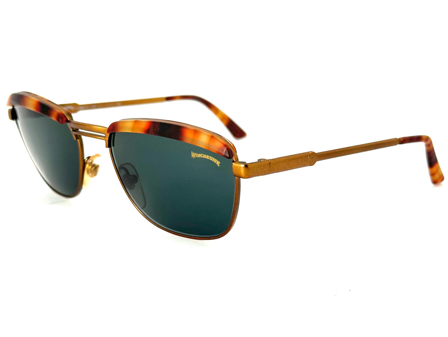 Winchester TwinFalls retro tortoise gold or brass metal sunglasses, 90s NOS hand made in Italy