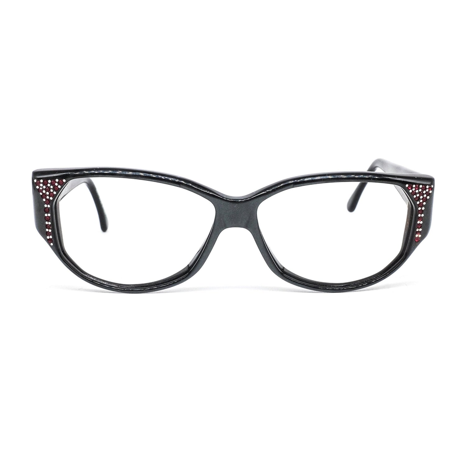 Emmanuelle Khanh 15210 vintage artistic wayfarer eyeglasses frame in black cellulose acetate Made in France