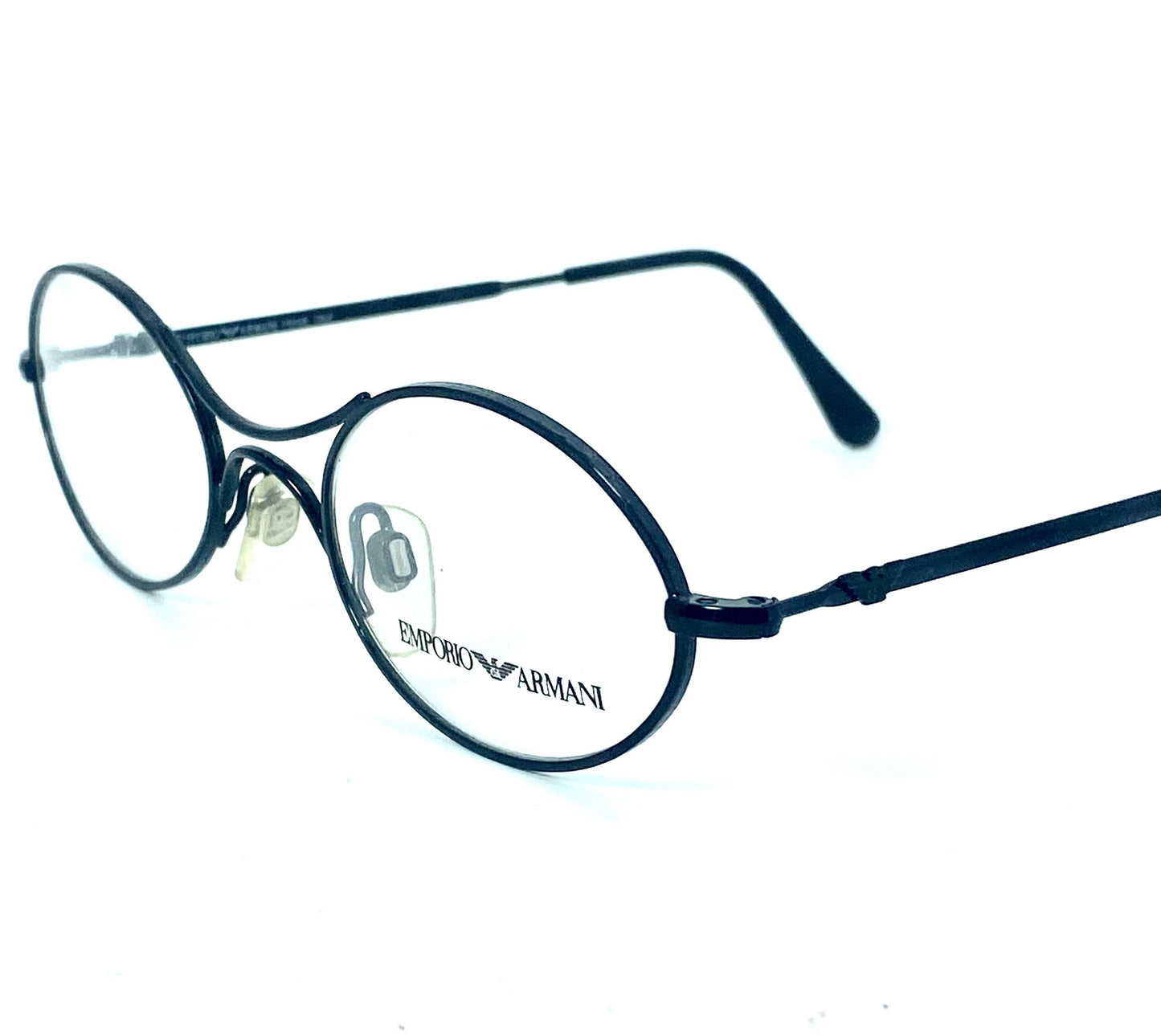Emporio Armani 044 back metal oval cross bridge retro style eyeglasses made in Italy, 80s NOS mint