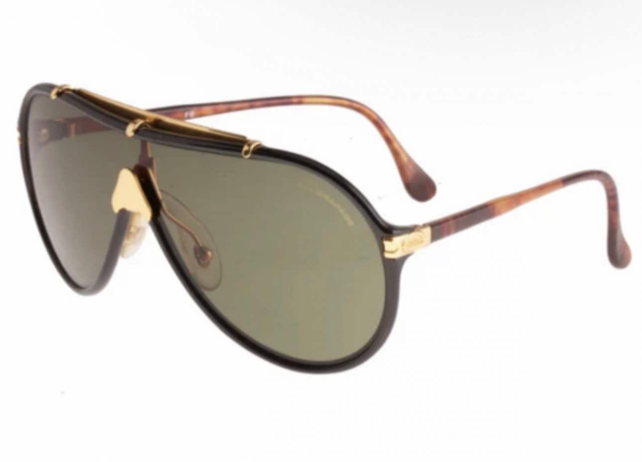 Dérapage-Vitaloni luxury blck-gold shield aviator sunglasses hand made in Italy, 80s NOS, Jay-Z