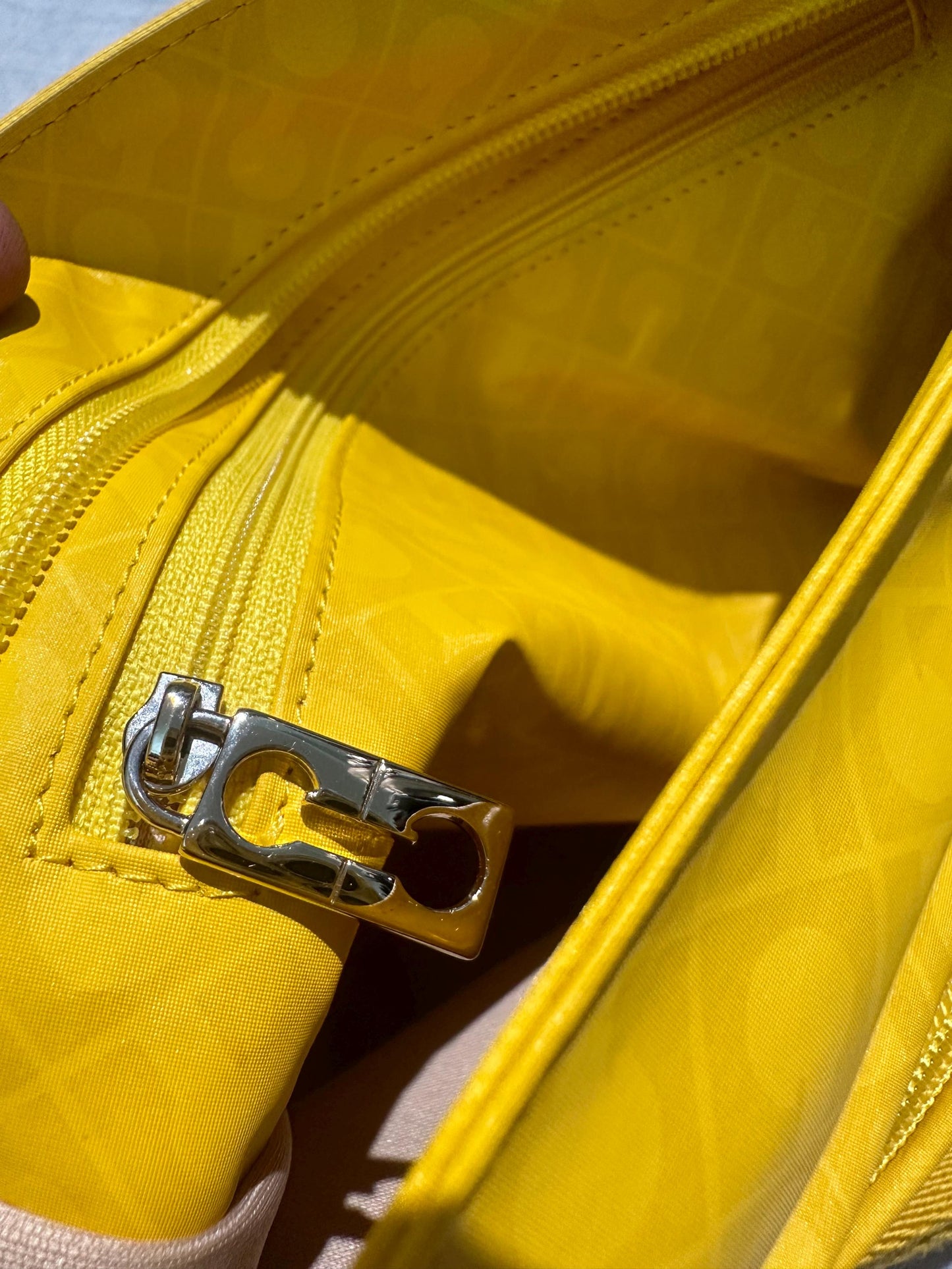 Gherardini bright yellow monogram canvas bag w waterproof treatment, NOS 80s Italy