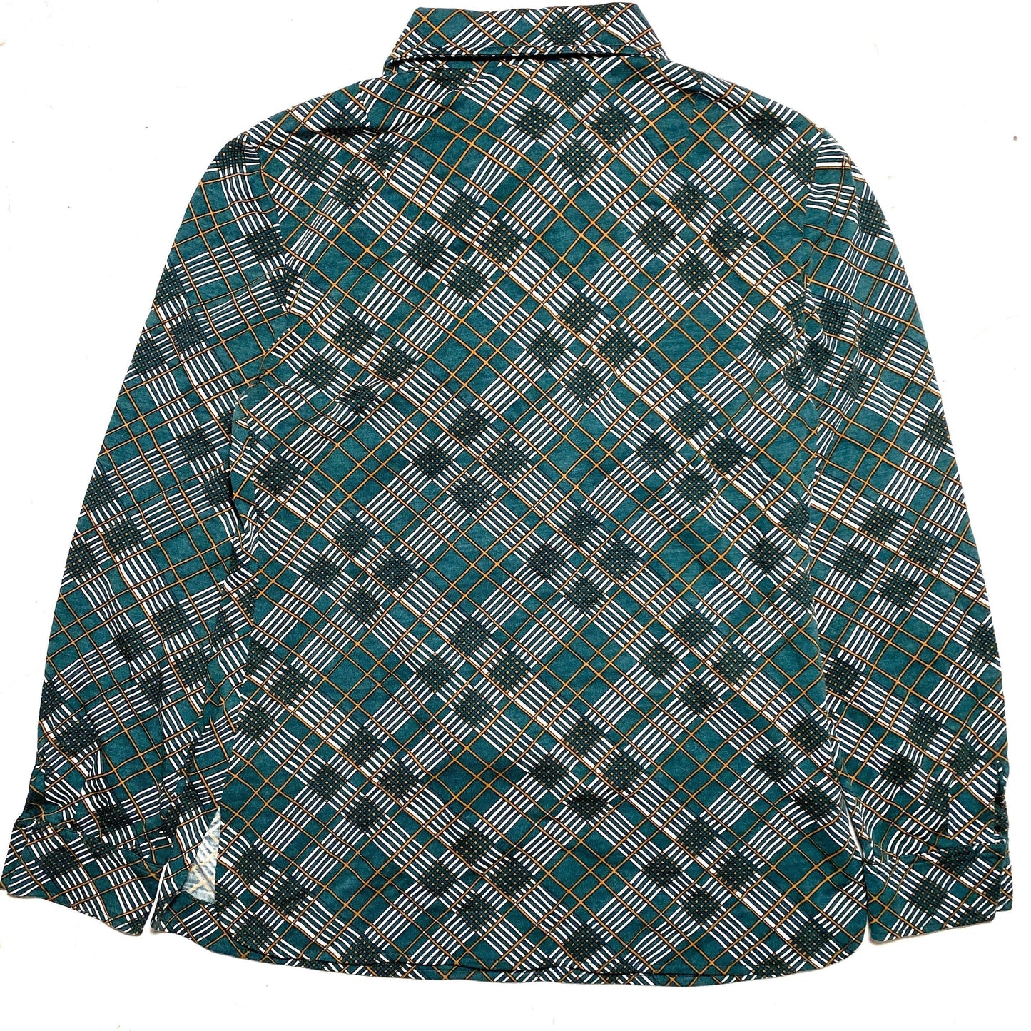 Luisa Spagnoli 70s green checks cotton blouse with beagle collar and chest pocket, mint sz 44