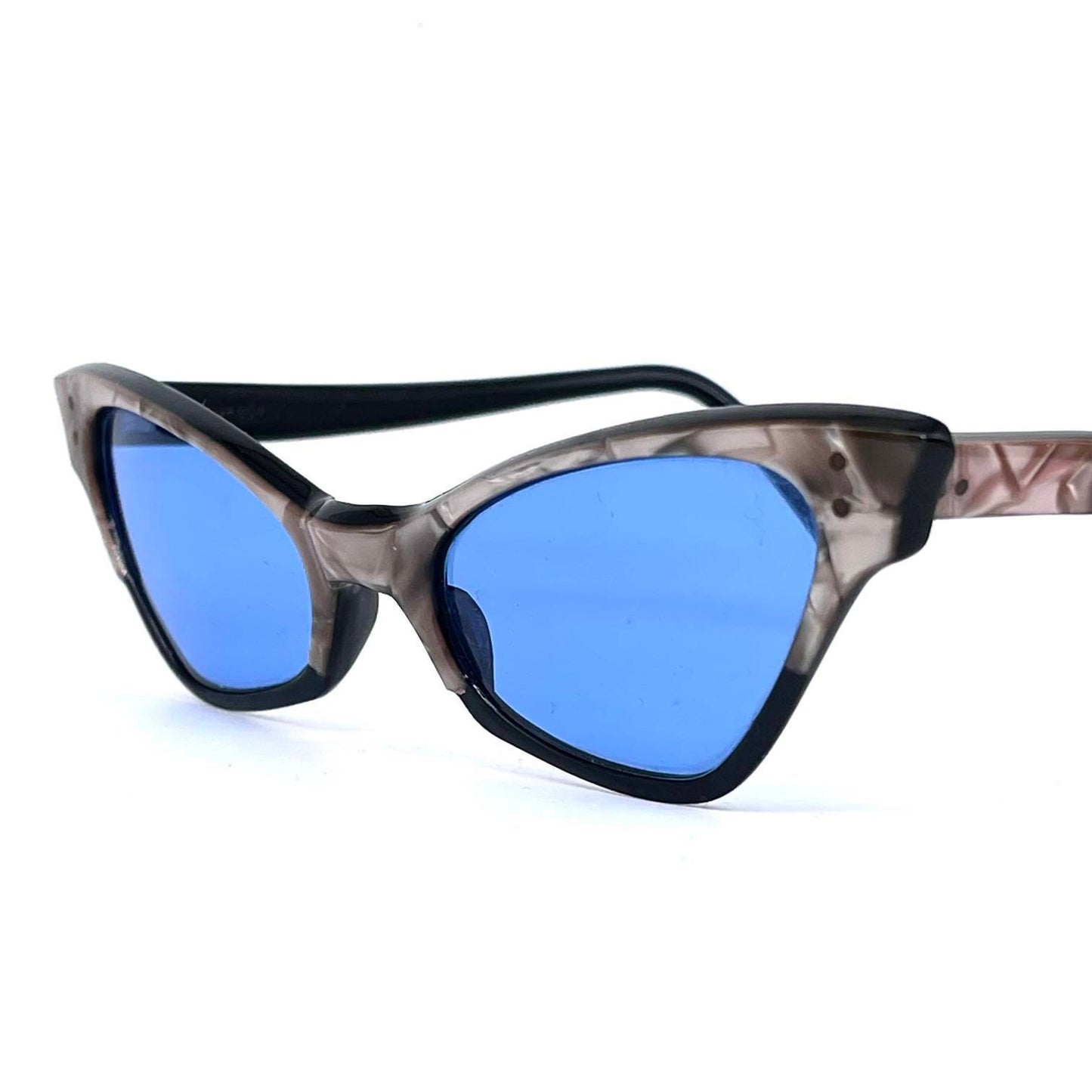 Errebi vintage glasses made in 50s oval grey acetated and blue lenses