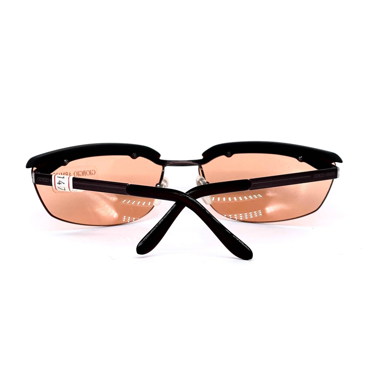 Giorgio Armani 1509 rimless modernist sunglasses orange lenses, NOS 90s