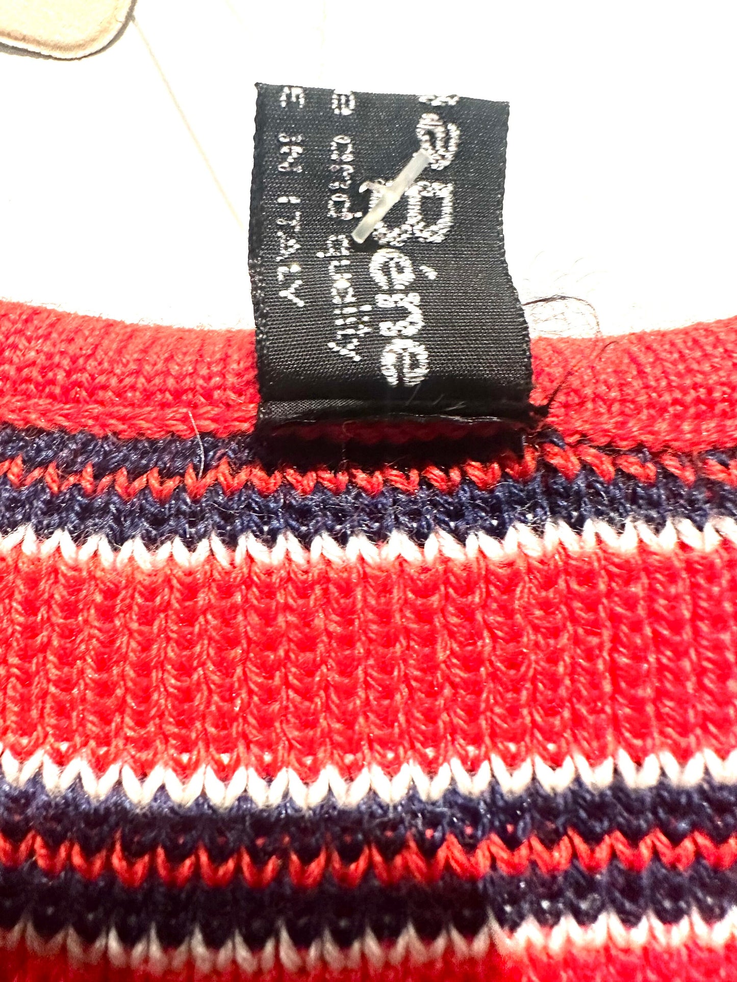 MmaBéne 1970s preppy red/navy/white striped wool knit short sleeved ladies top/ t-shirt, BNWT