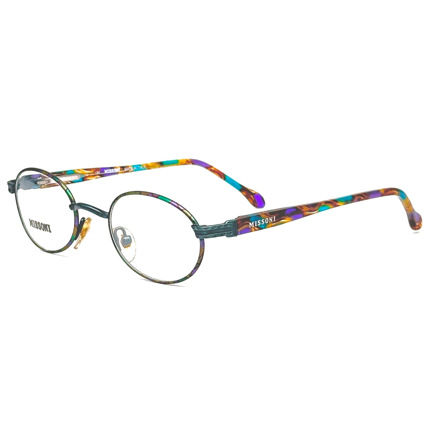 Missoni M385 iconic colorful oval eyeglasses frames in enameled metal & acetate, NOs 80s Italy