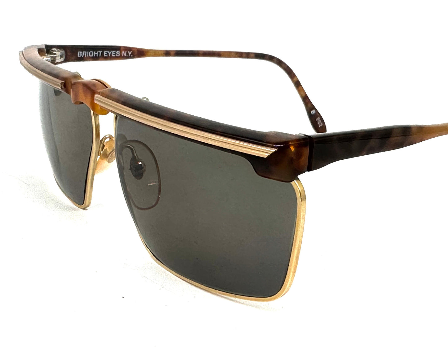 Bright Eyes NY square techie sunglasses w metal rims and acetate structure, NOS 80s; 2 colorways available