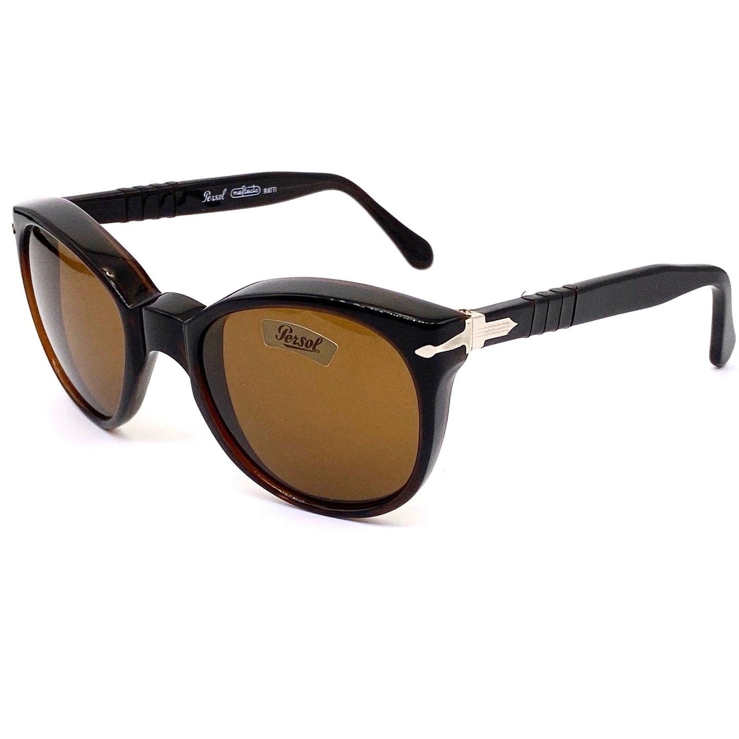 Iconici occhiali da sole Persol Ratti Solecchio tartarugati p3 realizzati a mano in Italia negli anni '80