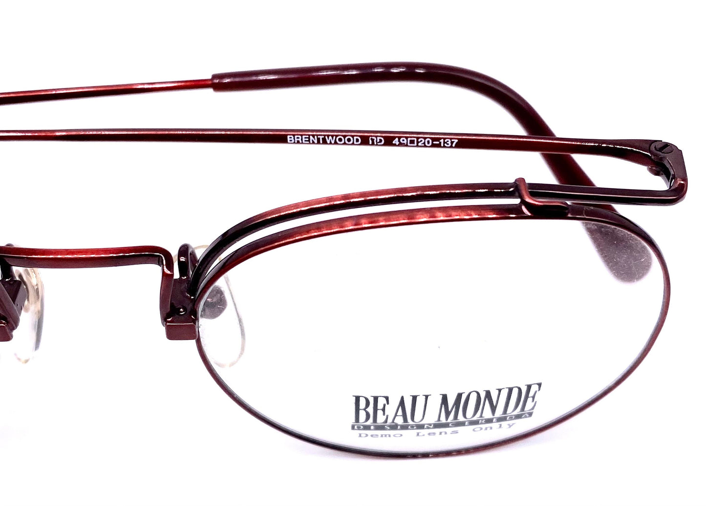 Beau Monde Brentwood round - pantos red metallized eyeglasses frames , NOS 80s