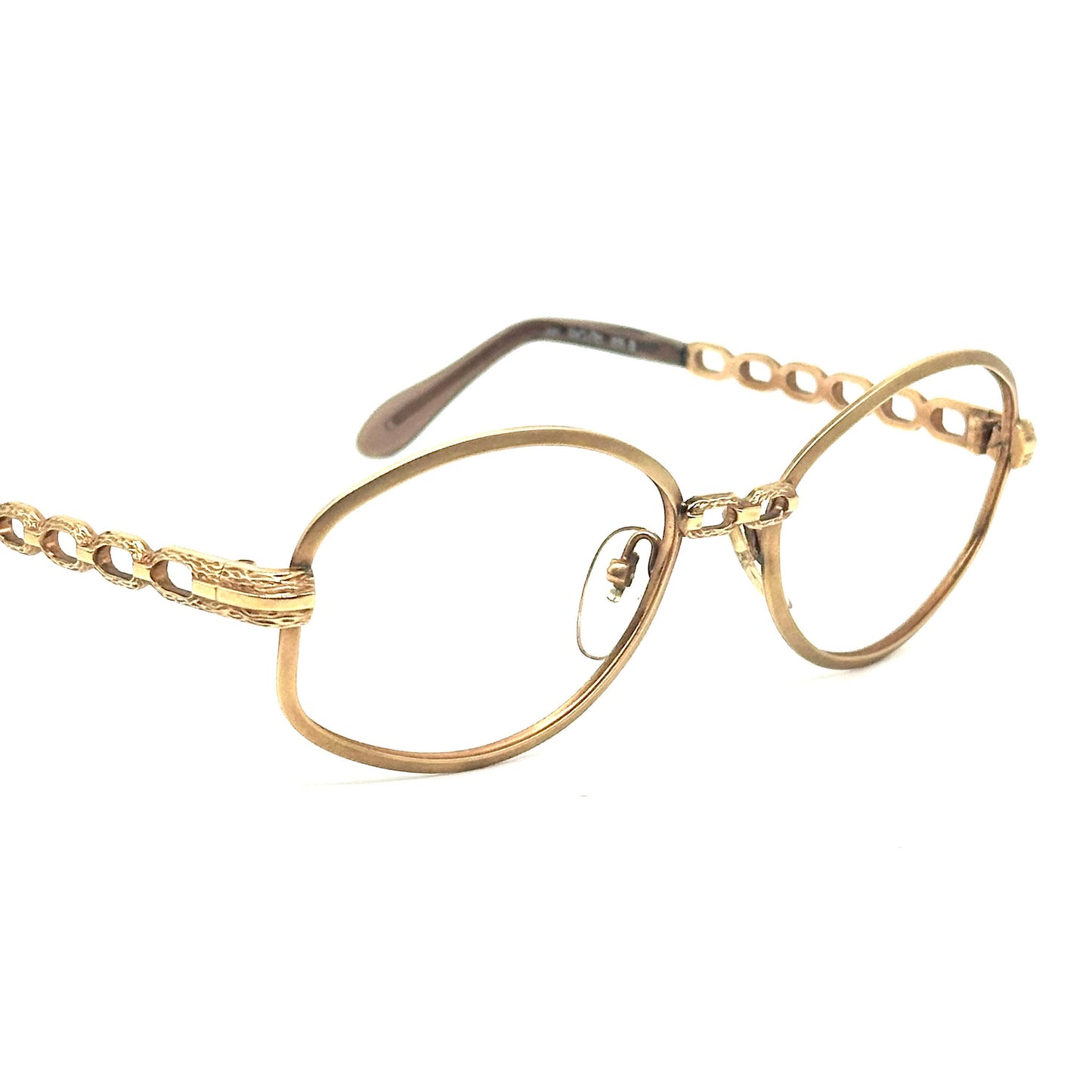 Nigura 813G Japan gold filled oval frames w jewel cutoff - chain designer temples, rare