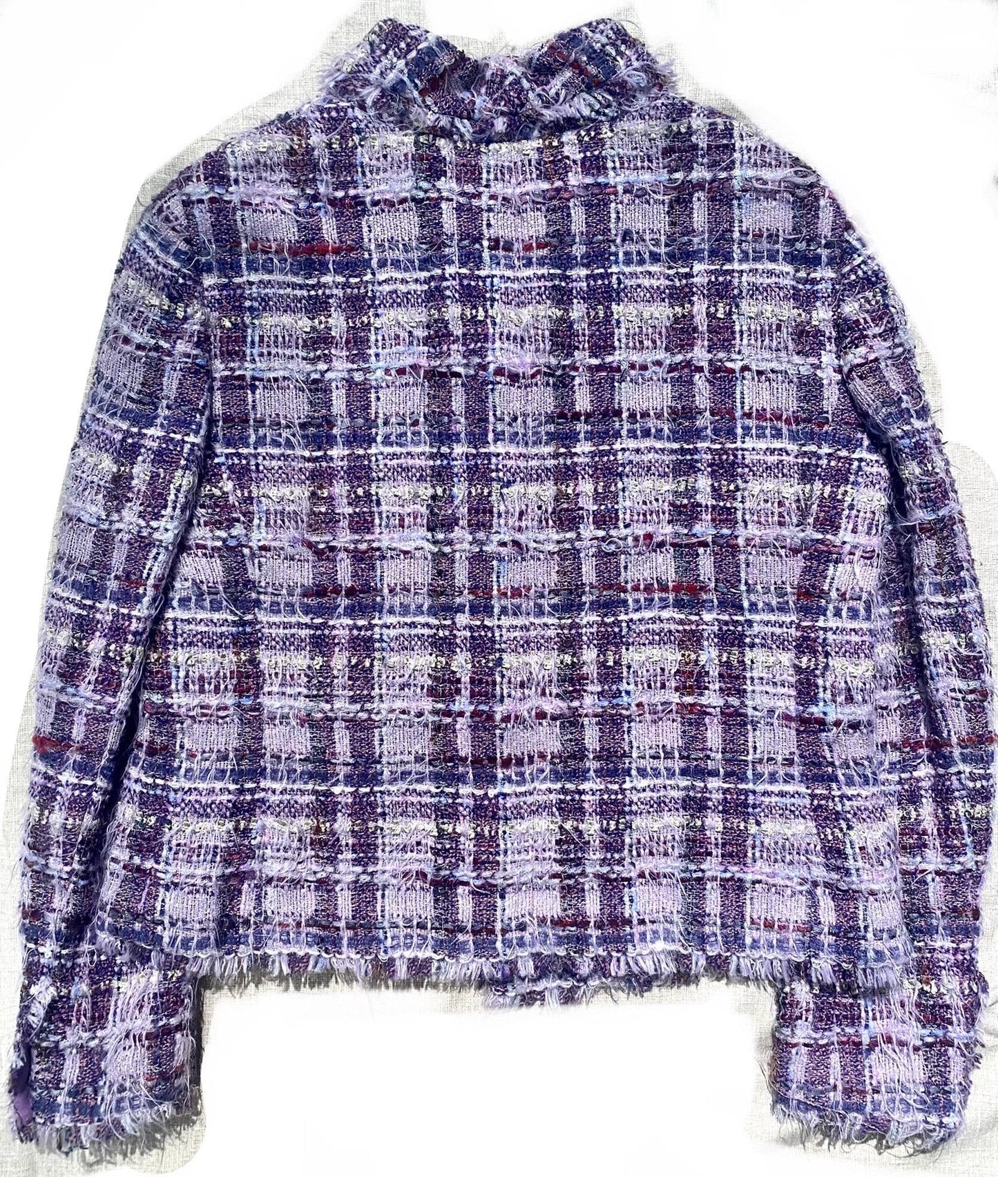 Chanel rare soft lesage purple/lavender tweed blazer jacket sz 42, as new