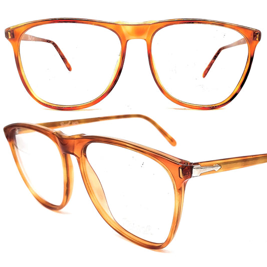 Persol Ratti classic Demi blonde cello drop shape eyeglasses frames, 1970s NOS Italy