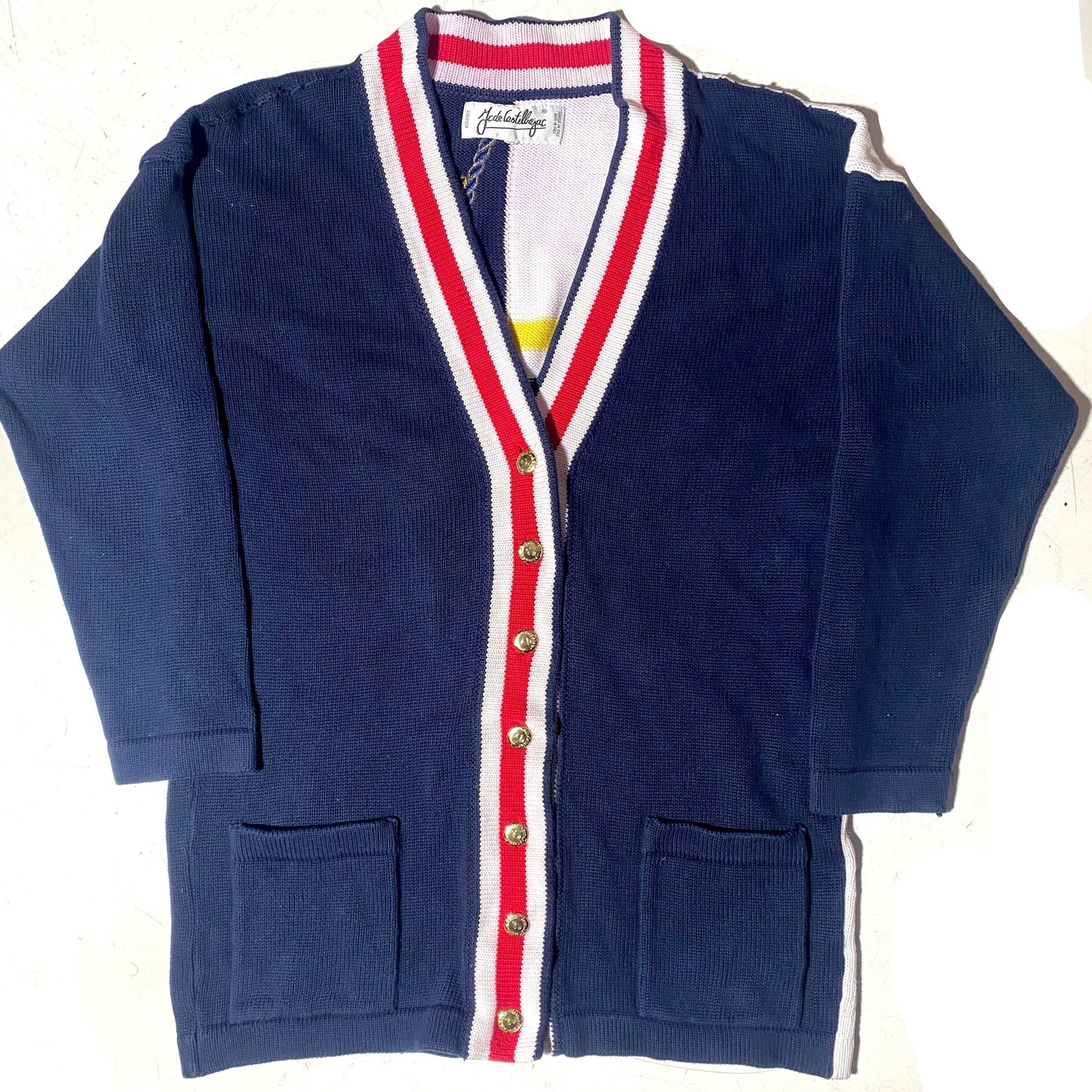 Cardigan J C De Castelbajac in cotone, stile yachting con bandiere e nodi a vela, buone condizioni