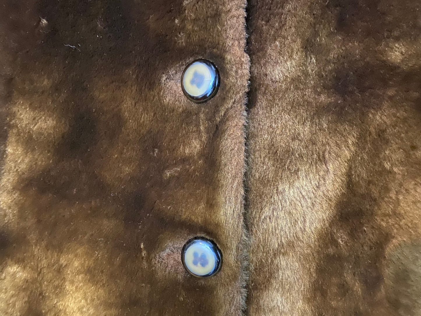 Pure 1970 Real fur coat w Knitted wool sleeves, interesting pattern, Great condition