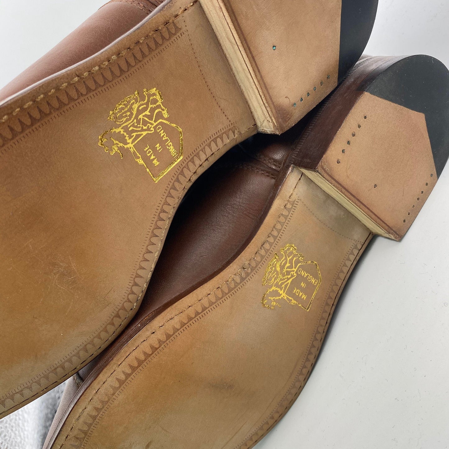 Grenson Royal Windsor tan leather ladies formal lace up shoes, NOS 80s UK