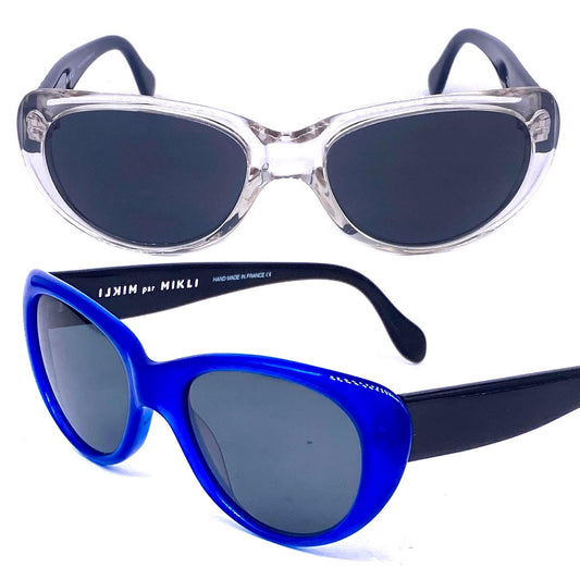 Alain Mikli Paris 80s oval cello cateye sunglasses in clear or blue color;NOS hand made in France