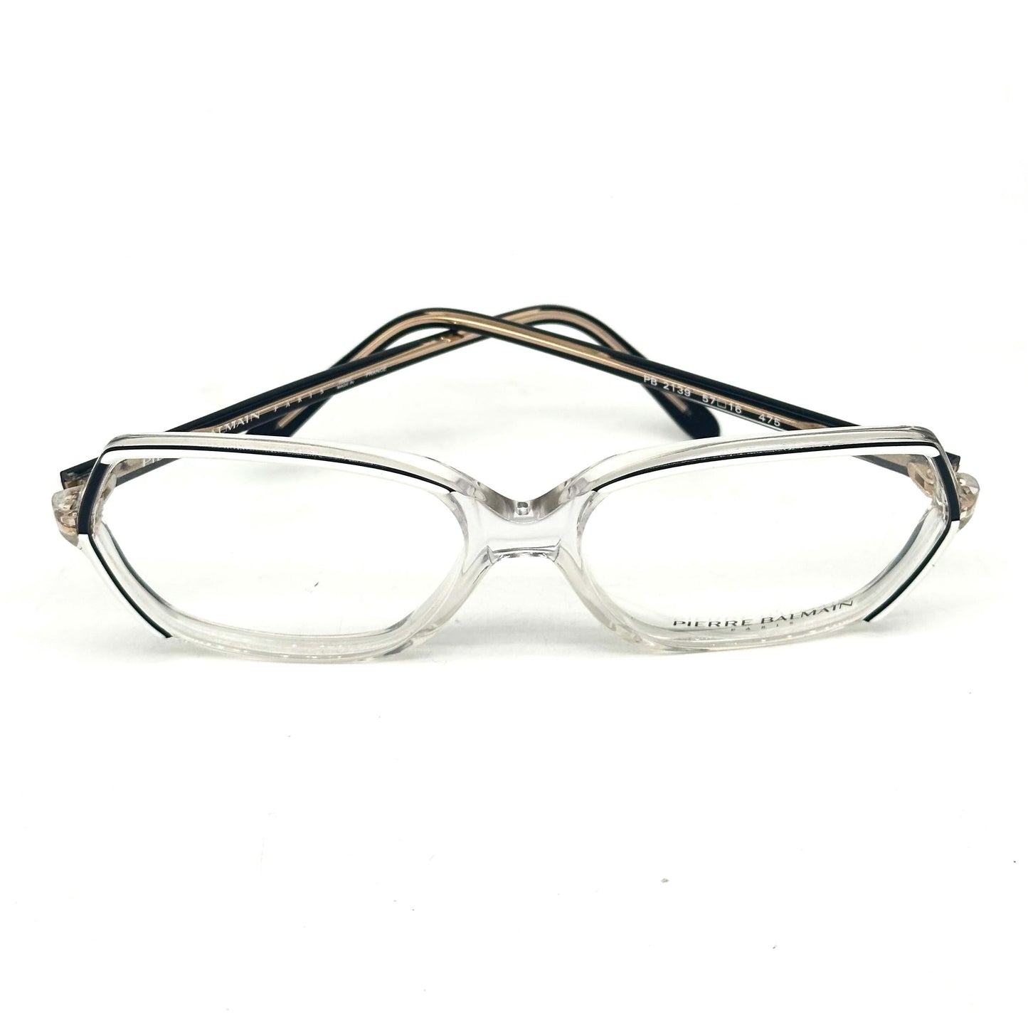 Pierre Balmain 2139 white and black clear frames eyeglasses, NOS 80s Made in France