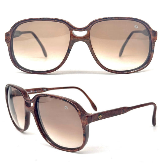 Christopher Dunhill London brown marble square oversize sunglasses hand made in Italy, 90s NOS