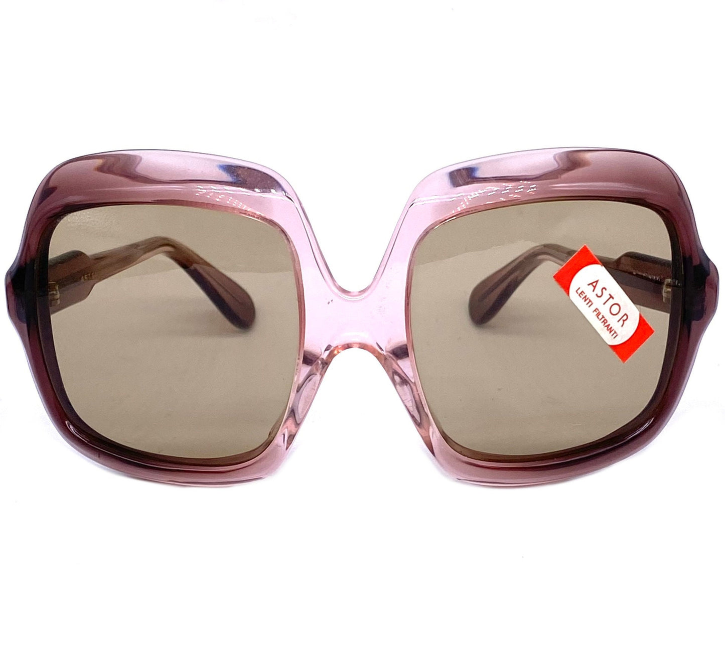 Astor square oversized sunglasses fading translucent cello 1960s NOS Italy