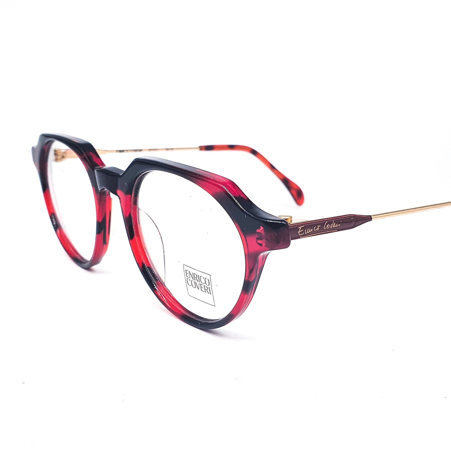 Enrico Coveri G13 Black/Red zebra cello pantos eyeglasses frames, 1990s NOS Italy