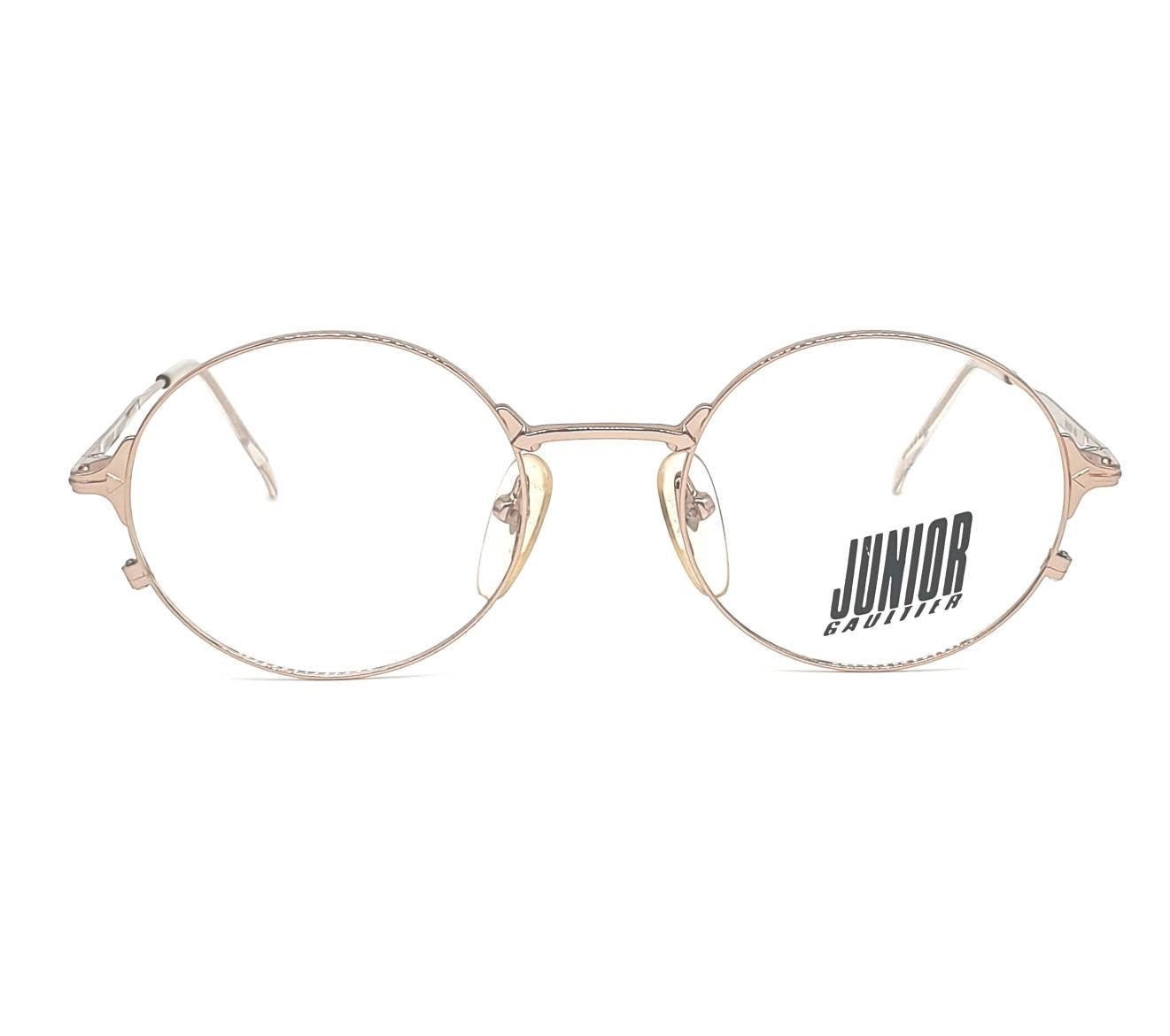 Gaultier 52-2175 Junior occhiali rotondi in metallo oro rosa realizzati negli anni '80 NOS