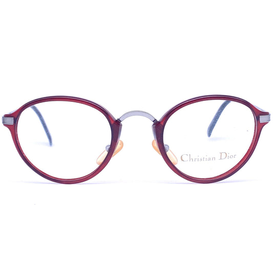 Christian Dior 2899 minimalist burgundy/ gunmetal round eyeglasses frames, NOS 1980s Austria