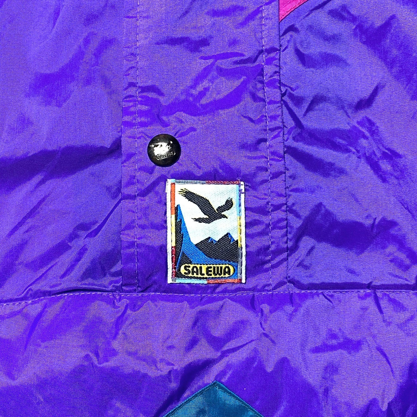 Salewa purple/green/fucsia rain jacket with extractable hood, new with tags made in Italy