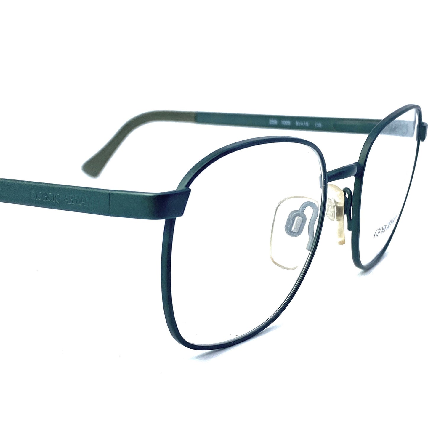 Giorgio Armani square military green eyeglasses frames, NOS 1980s ITALY