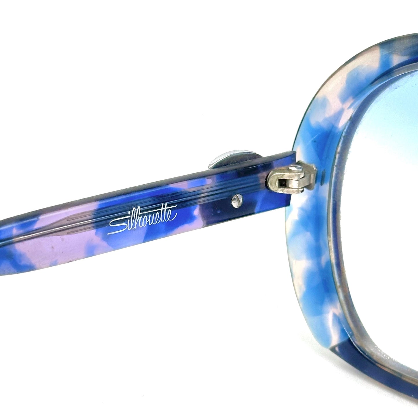 Silhouette 585 oversize Blue Tortoise/Polished Blue oval sunglasses quality celluloid frame and stylish round shapes, 1980s NOS Austria