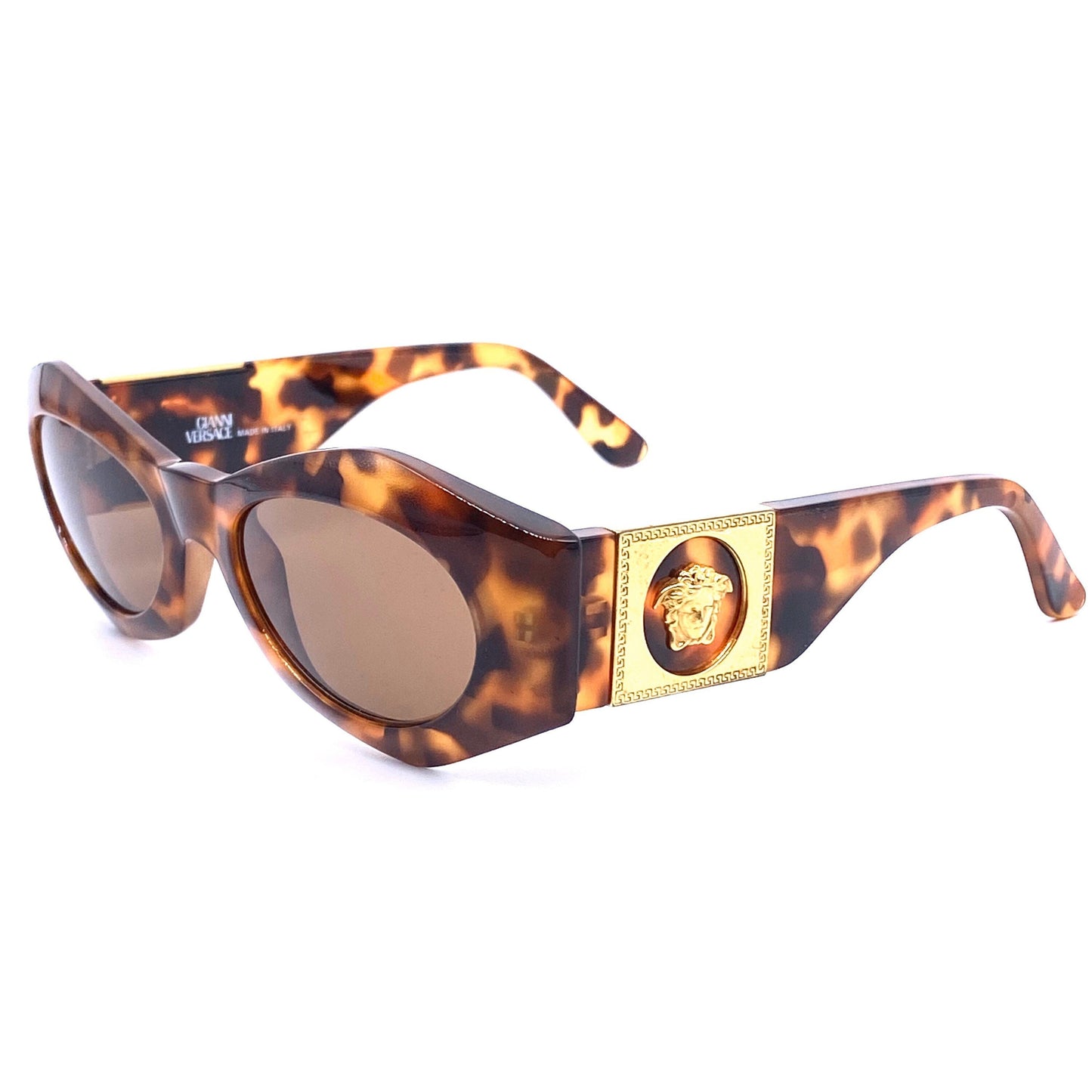 Gianni Versace 422/C tortoise gold Medusa sunglasses made in Italy, 1990s NOS