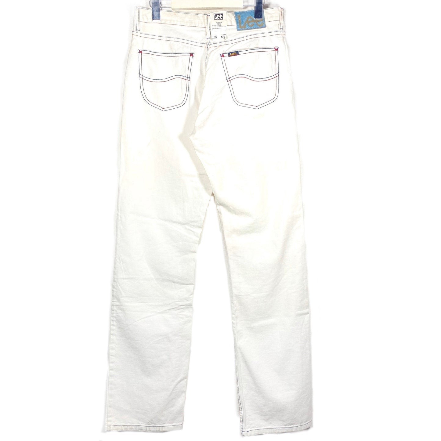 Lee Boston rare ltd US flag icon tricolor stitching white jeans, new old stock 90s with tags